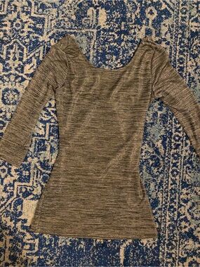 Guess Gray Scoop Neck Long Sleeve Top